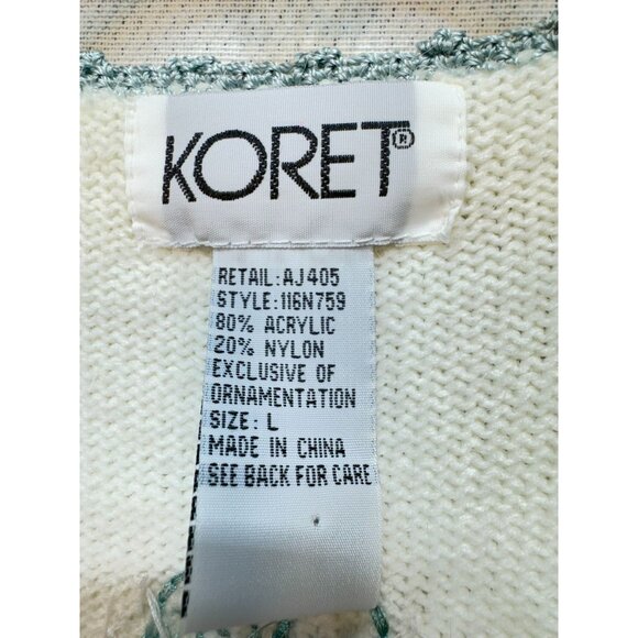 Koret Womens Embroidered Floral Vest L Ivory Green Purple Pearl Button Croquette - Picture 2 of 14